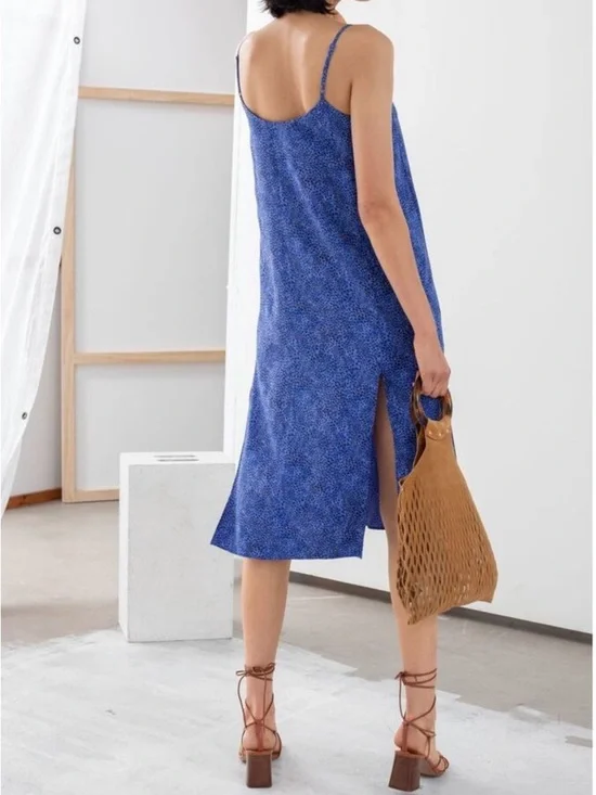& OTHER STORIES spotted animal leopard print midi slip dress blue size 2 - Picture 2 of 13